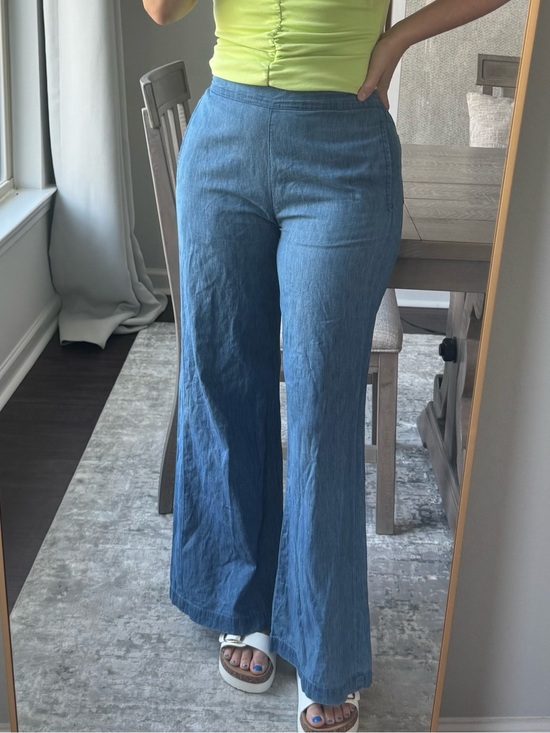 Accite Denim - Relaxed Wide-Leg Women’s Faux Jeans - Medium Blue Wash